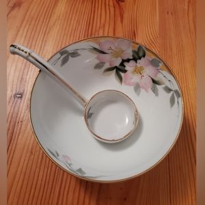 Nippon Antique Hand Painted Bowl & Ladle
